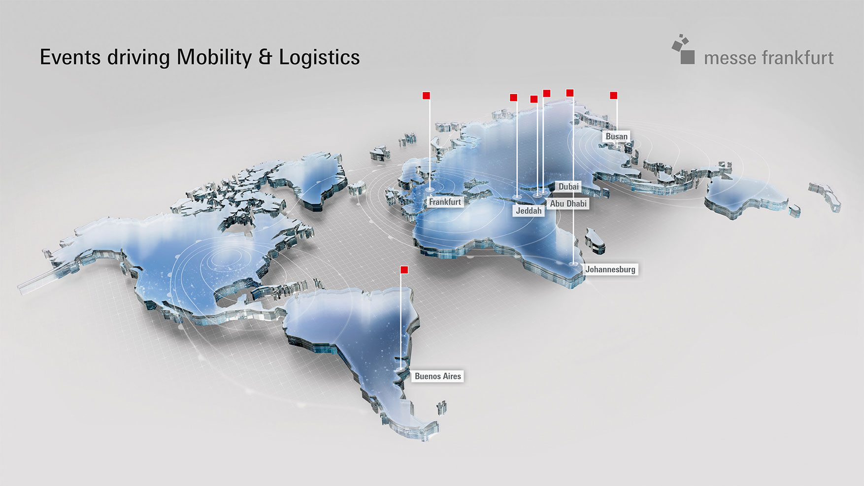 Weltkarte mit Transport & Logistics-Veranstaltungsorten